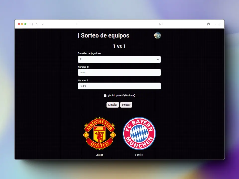 Proyecto Sorteo equipos
